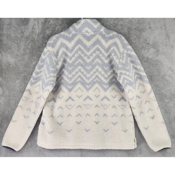 Victorias Secret Pink Sweater Womens Medium Blue White Fair Isle 1/4 Zip Sherpa - Picture 2 of 10